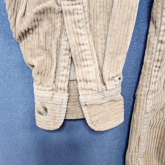 Vintage Common Man Dale Waters Corduroy Shirt Shacket Large Tan Wide Wale Woods - Picture 9 of 12